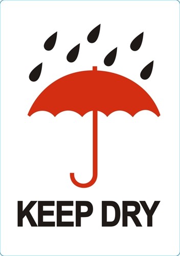 Waarschuwingsetiket IEZZY keep dry 74mmx105mm 500 stuks