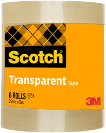 Plakband Scotch 508 25mmx66m transparant 6 rollen