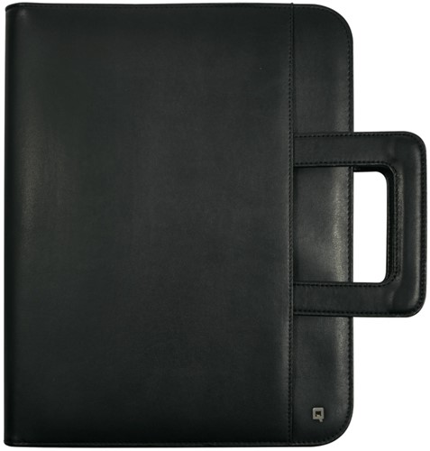 Schrijfmap DESQ A4 kunstleder met rits en handvatten zwart-2