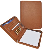 Schrijfmap DESQ A4 kunstleder met rits bruin