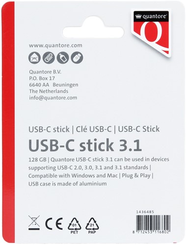 USB-stick Quantore USB-C 128GB 3.1 zilver-2