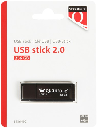 USB stick 2.0 Quantore USB-A 256GB zwart