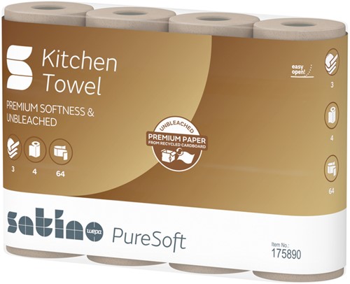 Keukenrol Satino PureSoft 3-laags 4x64 vel naturel 175890