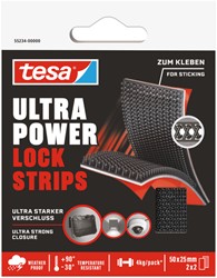 Klittenband tesa Ultra Power Lock Strips 50x25mm 2 strips zwart