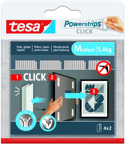 Kleefstip tesa Powerstrips Click Medium 4 paar wit