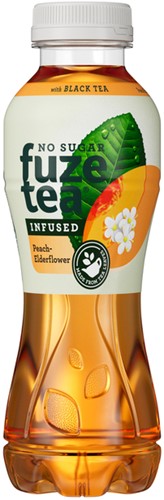 Frisdrank Fuze Tea peach elderflower suikervrij fles 400ml