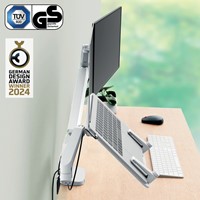 Monitor- en laptoparm Leitz Ergo ruimtebesparend dubbel grijs-3