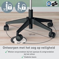 Zitkruk Leitz Ergo met wieltjes en wiebelkussen-2