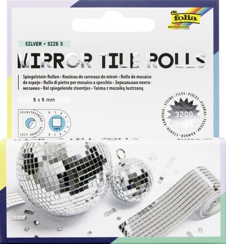 Mozaieksteentjes Folia zilver zelfklevend 5x5mm