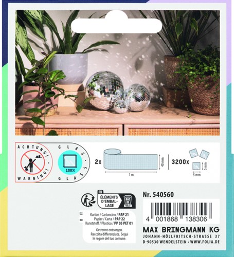 Mozaieksteentjes Folia zilver zelfklevend 5x5mm-2