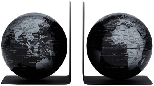 Boekensteun Troika met magnetische globes 13cm set à 2 stuks zwart
