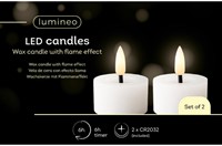 Theelicht LED Lumineo wax wit 2 stuks