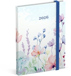 Agenda 2026 Lannoo 110x150 Flowers watercolour 7dagen/2pagina's blauw