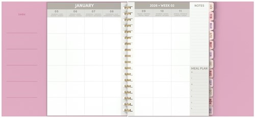 Familieagenda 2026 Lannoo 180x240 Flowers bouquet 7dag/2pag roze-2