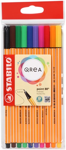 Fineliner STABILO Point 88/10 Qrea Edition fijn assorti 10 stuks