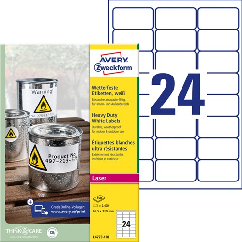 Etiket Avery L4773-100 63.5x33.9 2400 stuks-2