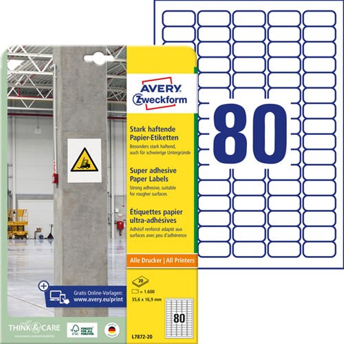 Etiket Avery L7872-20 35.6x16.9mm 1600 stuks-2