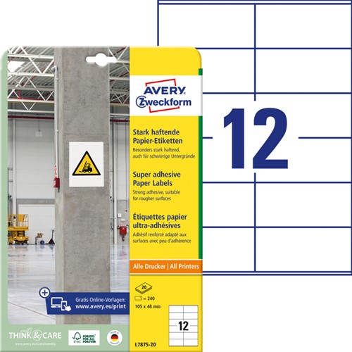 Etiket Avery L7875-20 105x48mm 240 stuks-2