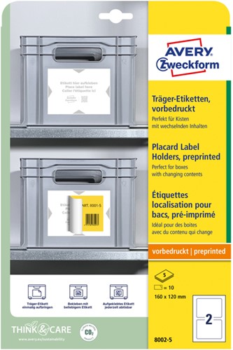 Positioneeretiket Avery Zweckform 8002 160x120mm bedrukt 10 etiketten