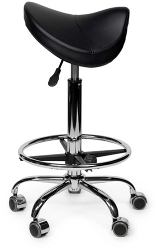 Zadelkruk Office Premium standaard met voetring harde wielen zw-2
