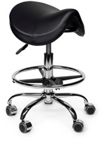 Zadelkruk Office Premium laag met voetring harde wielen zw-3