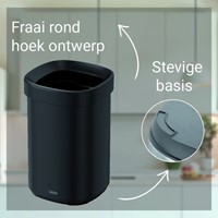 Afvalbak Desq open inworp 20 liter metaal zwart-1