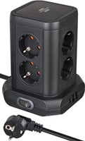 Stekkerdoos Brennenstuhl toren 8 voudig met 2x USB A 1x USB C PD zwart
