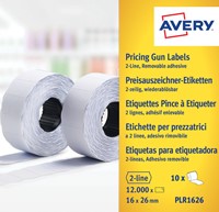 Prijsetiket Avery PLR1626 16x26mm afneembaar wit
