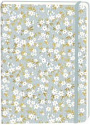 Notitieboek witte bloemen A5 lijn 92 pagina's softcover grijs