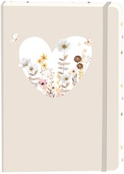 Notitieboek wit hart A5 lijn 92 pagina's softcover beige