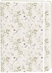 Notitieboek witte bloemen A5 lijn 92 pagina's softcover creme