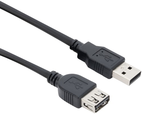 Kabel ACT USB 2.0 A male - USB A female zwart 0.5 meter