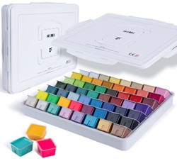 Gouache HIMI 56 kleuren 30gr inclusief neon en matellic opbergbox wit