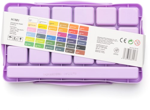 Gouache HIMI Twin cups 36 kleuren 12gr opbergbox lila-2