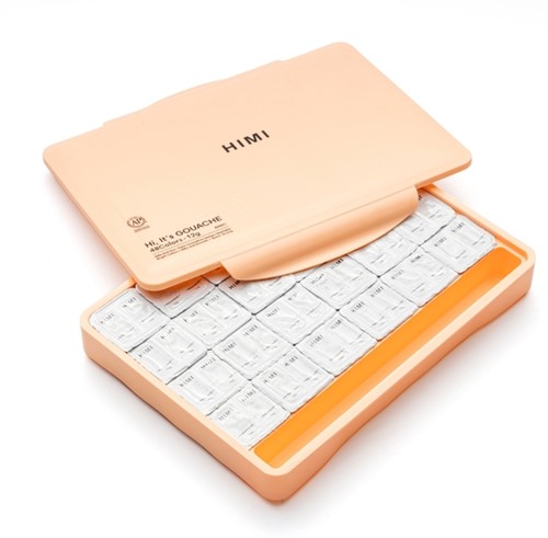 Gouache HIMI twin cups 48 kleuren 12gr opbergbox Peach Fuzz-2