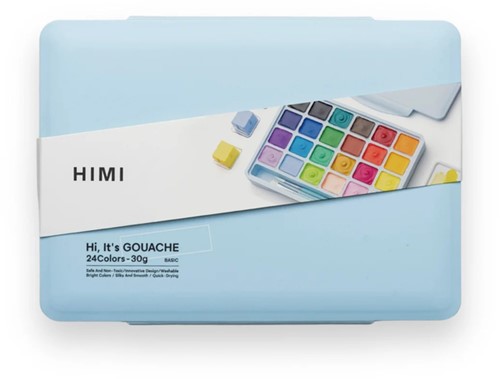 Gouache HIMI 24 kleuren 30gr opbergbox ice blue