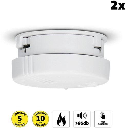 Rookmelder Alecto mini 2 stuks met 5 jaar batterij SA102 wit-2