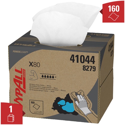 Poetsdoek WypAll X80 PowerClean 426x281mm 160vel dispenserdoos wit 8279-2