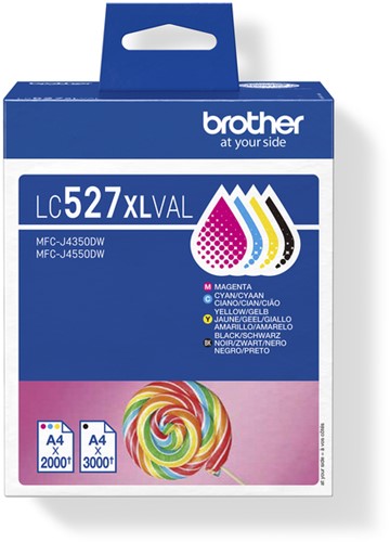 Inktcartridge Brother LC-527XL zwart + 3 kleuren
