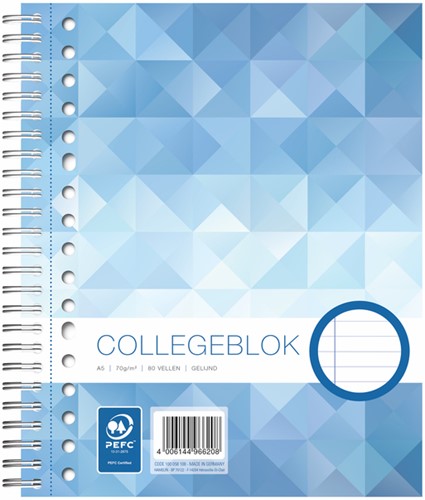 Collegeblok WORK A5 lijn 17-gaats 160 pagina's 70gr