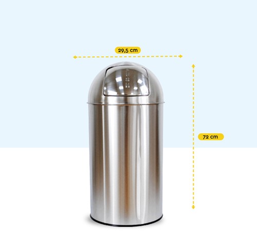 Afvalbak BRASQ Push Bin PB230+ 30 liter rvs-2