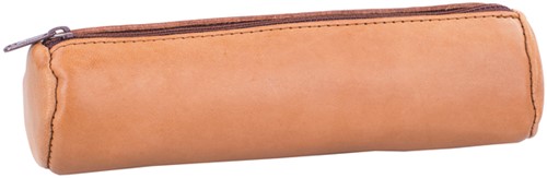 Pennenetui Oxford 22x6cm leer rond naturel
