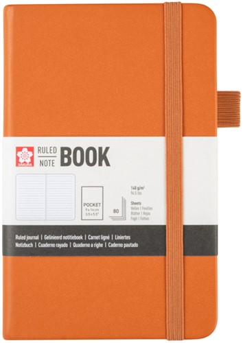 Notitieboek Sakura pocket 90x140mm lijn hard cover amber