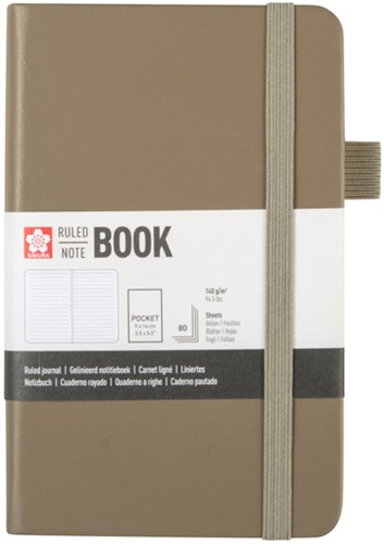 Notitieboek Sakura pocket 90x140mm lijn hard cover sintel