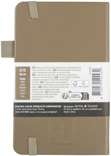 Notitieboek Sakura pocket 90x140mm lijn hard cover sintel-3