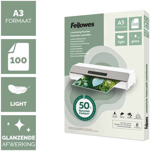Lamineerhoes Fellowes A3 2x75micron recycled glans 100stuks-2