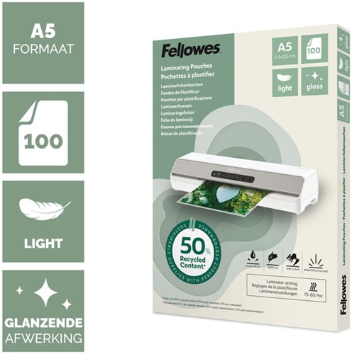 Lamineerhoes Fellowes A5 light 50% gerecycled glans 100stuks-2