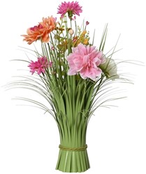 Kunstgras Everlands met bloemen roze 40cm polyester