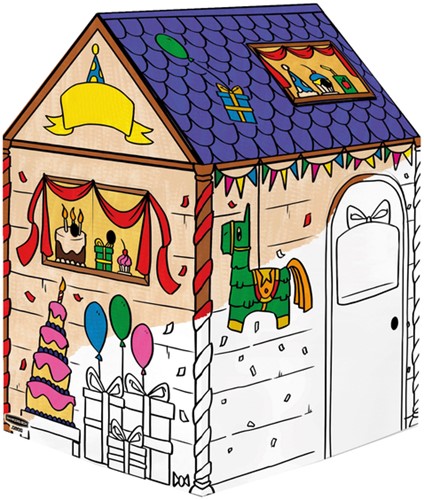 Kartonnen speelhuis XL Verjaardag Bankers Box Play inkleurbaar