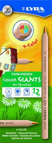 Kleurpotlood LYRA Color Giants Nature vierkleurig set à 12 stuks